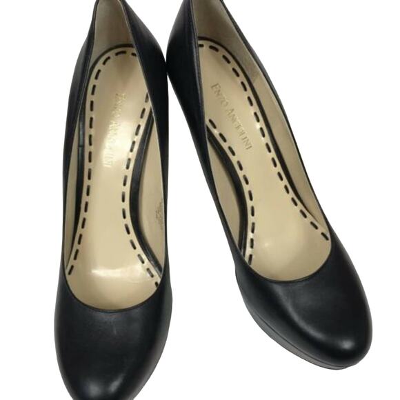 Enzo Angiolini Smiles Platform Heels High Black Shoes 9.5M 6996754 Leather - Picture 1 of 9